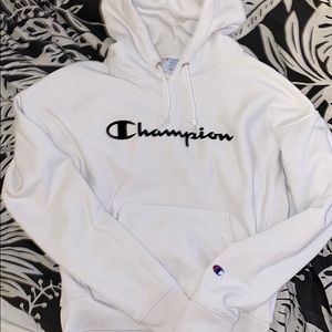 White Champion Logo Hoodie